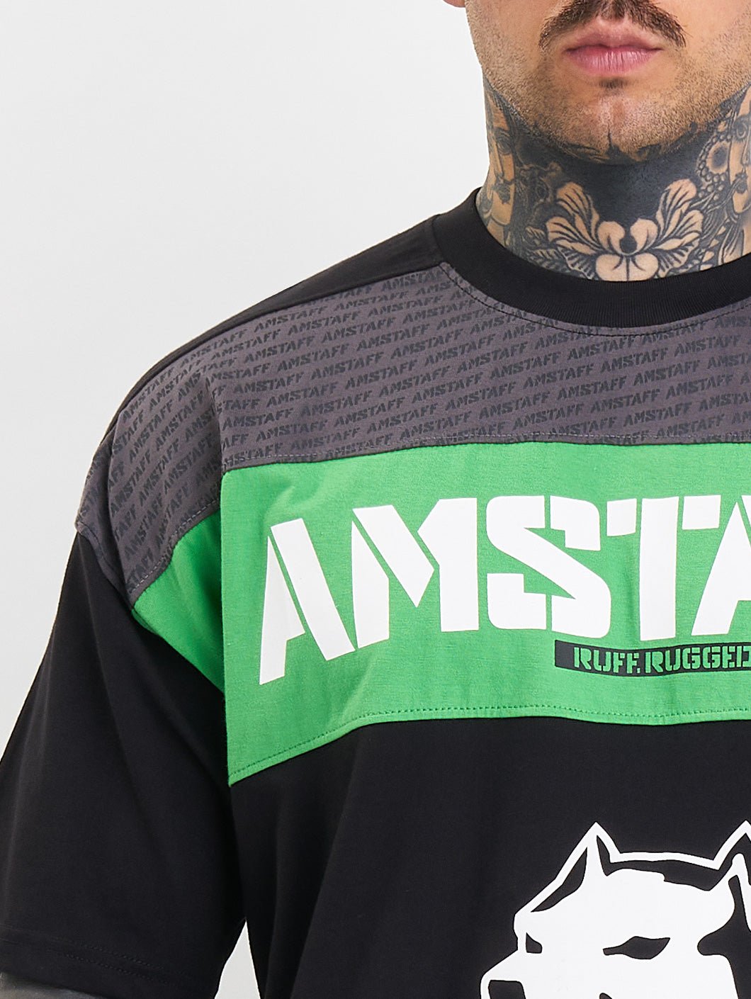 amstaff masho t-shirt black grey green - 6