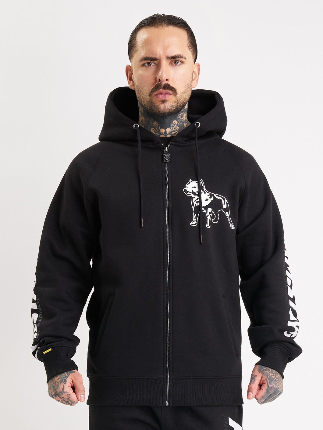 Amstaff Logo 2.0 Ziphoodie Black White - Amstaff Wear