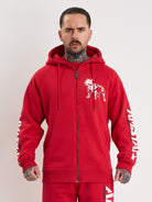 Amstaff Logo 2.0 Ziphoodie Red White - Amstaff Wear