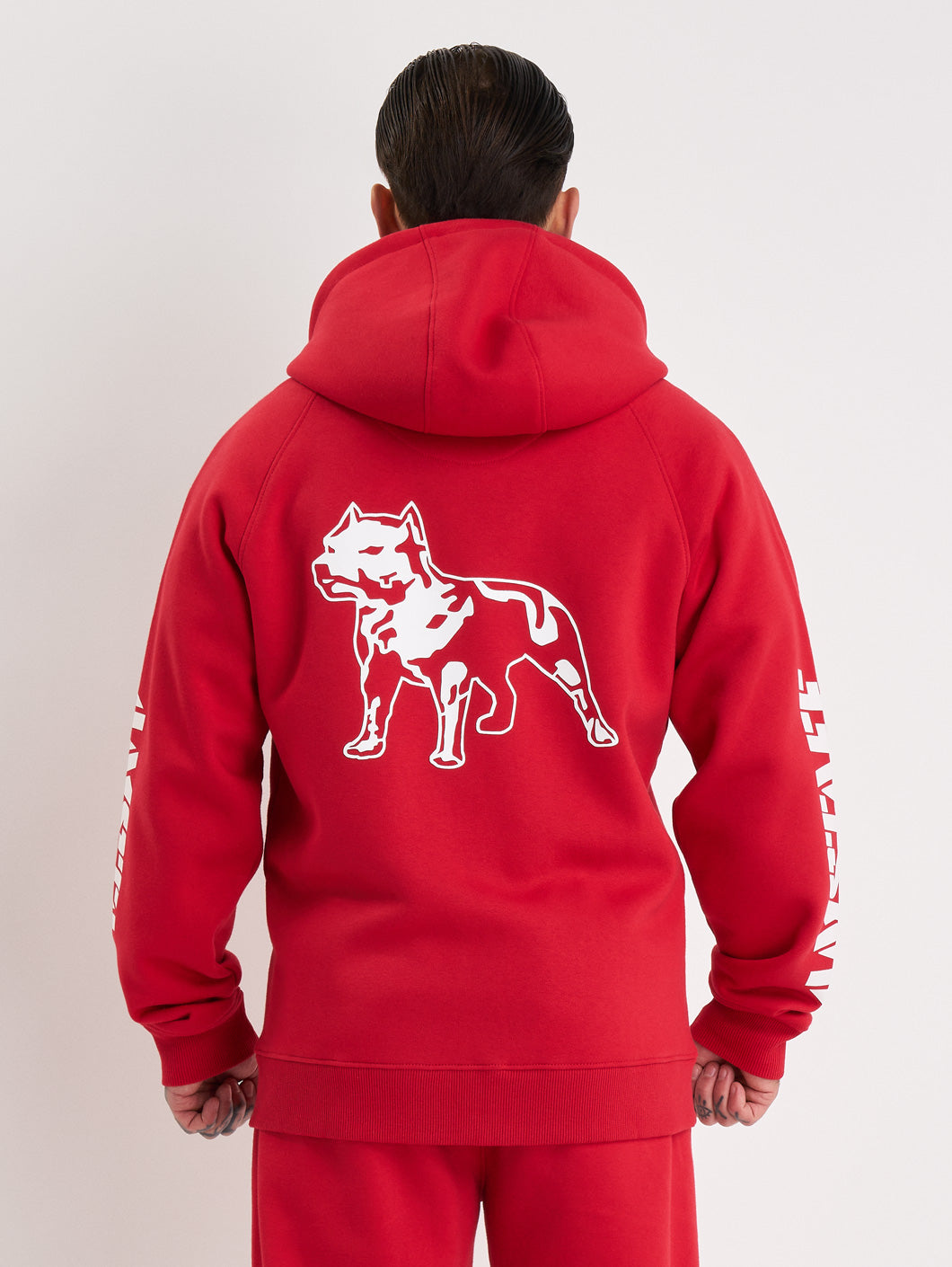 Amstaff Logo 2.0 Ziphoodie Red White - Amstaff Wear