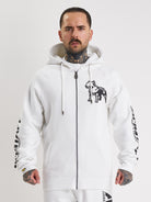 Amstaff Logo 2.0 Ziphoodie White Black - Amstaff Wear