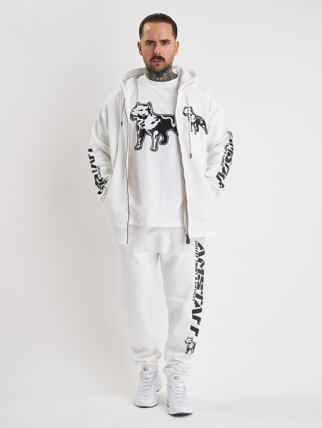 Amstaff Logo 2.0 Ziphoodie White Black