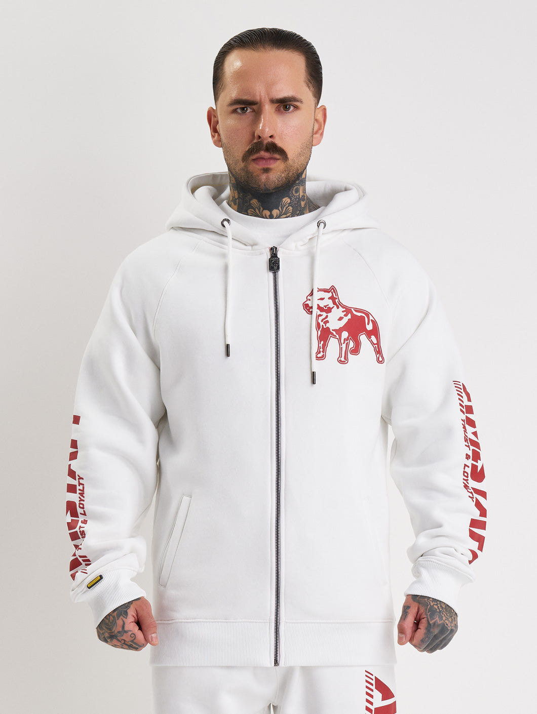 Amstaff Logo 2.0 Ziphoodie White Red XL
