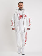 Amstaff Logo 2.0 Ziphoodie White Red - Amstaff Wear
