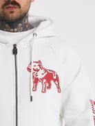 Amstaff Logo 2.0 Ziphoodie White Red - Amstaff Wear