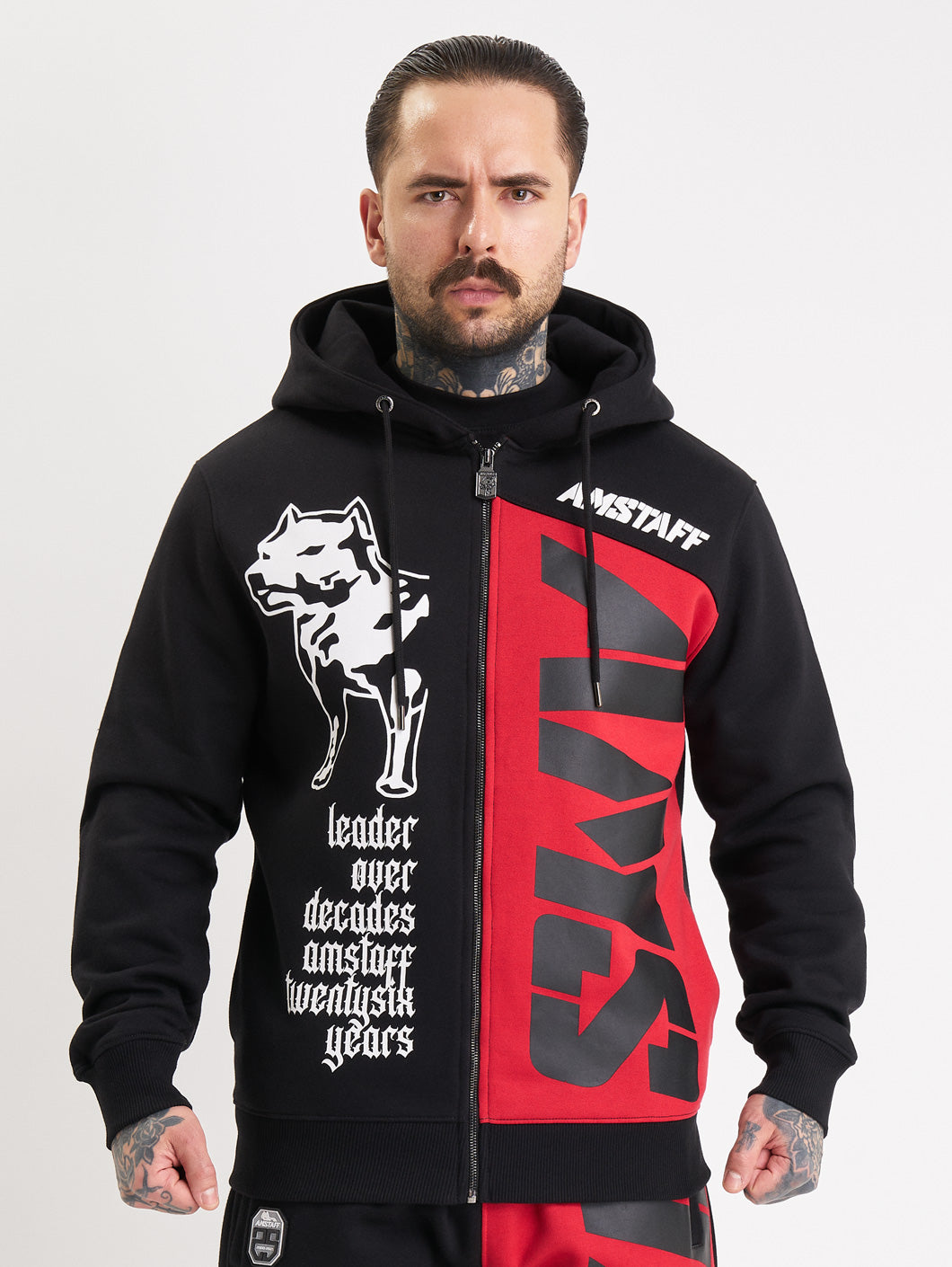 Amstaff Mavor Ziphoodie Black Red