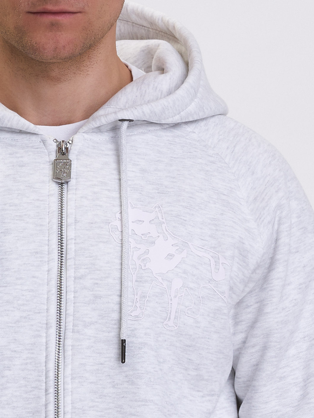 Amstaff Logo 2.0 Ziphoodie Light Grey - Amstaff Wear
