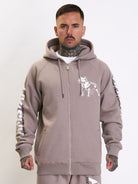 Amstaff Logo 2.0 Ziphoodie Light Brown - Amstaff Wear