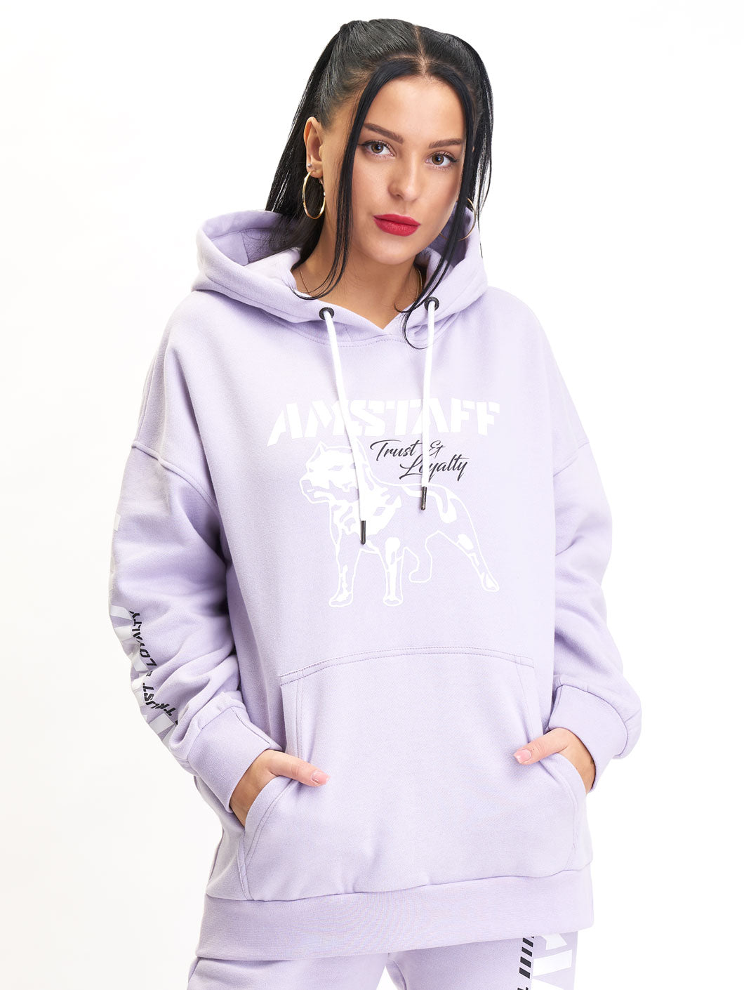 amstaff woman logo hoodie lila - 4