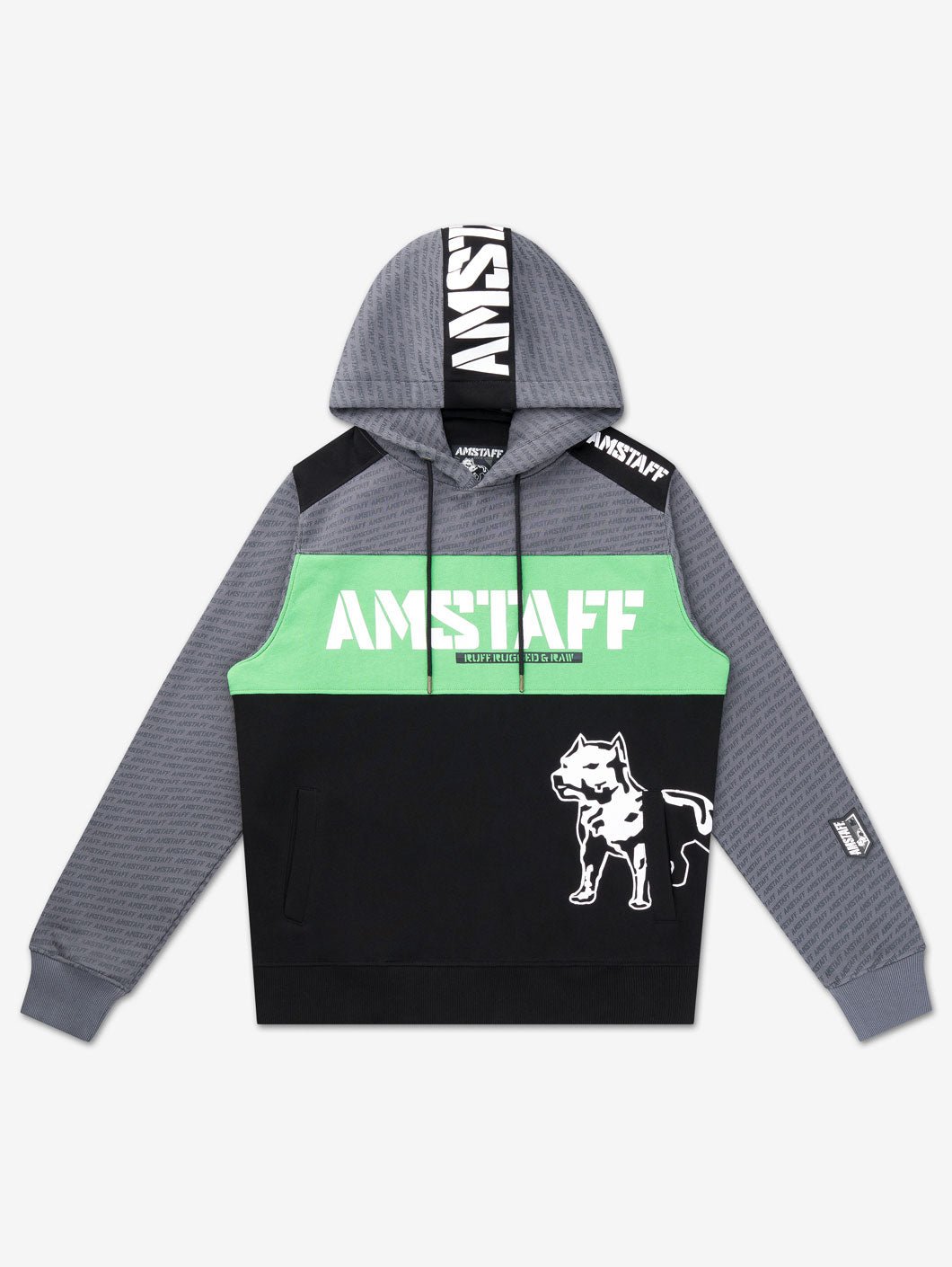 amstaff masho hoodie black grey green - 0