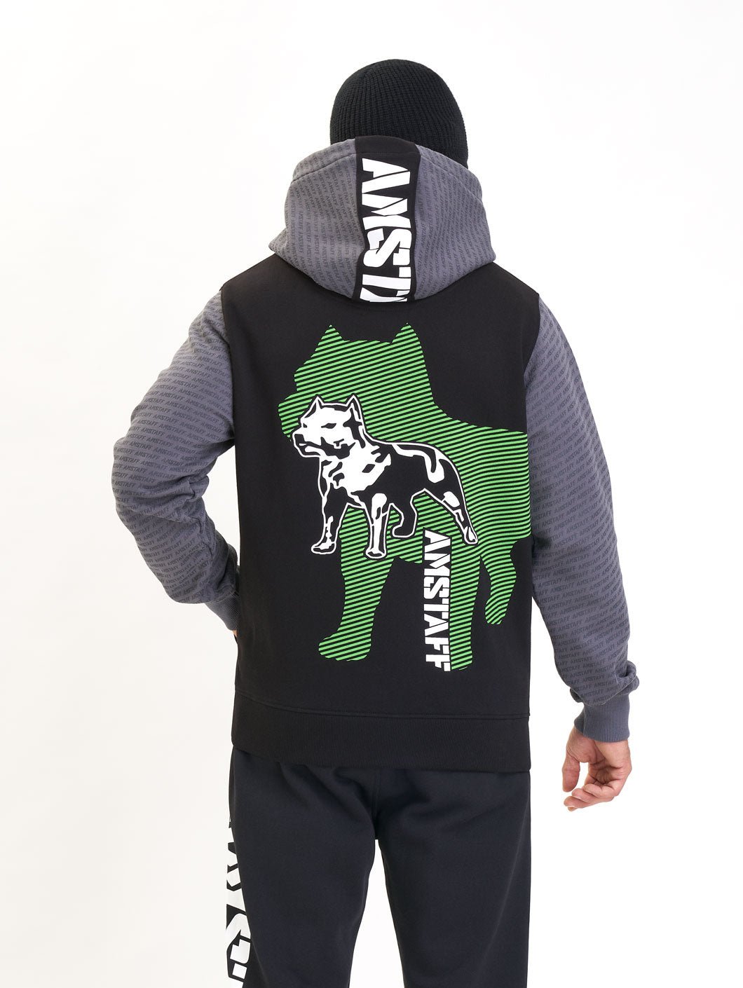 amstaff masho hoodie black grey green - 3