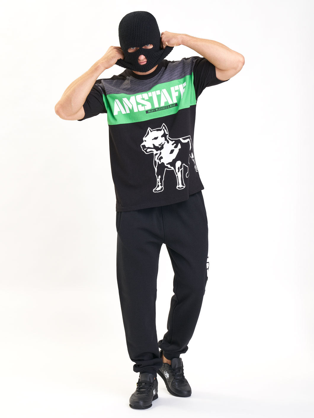 amstaff masho t-shirt black grey green - 1