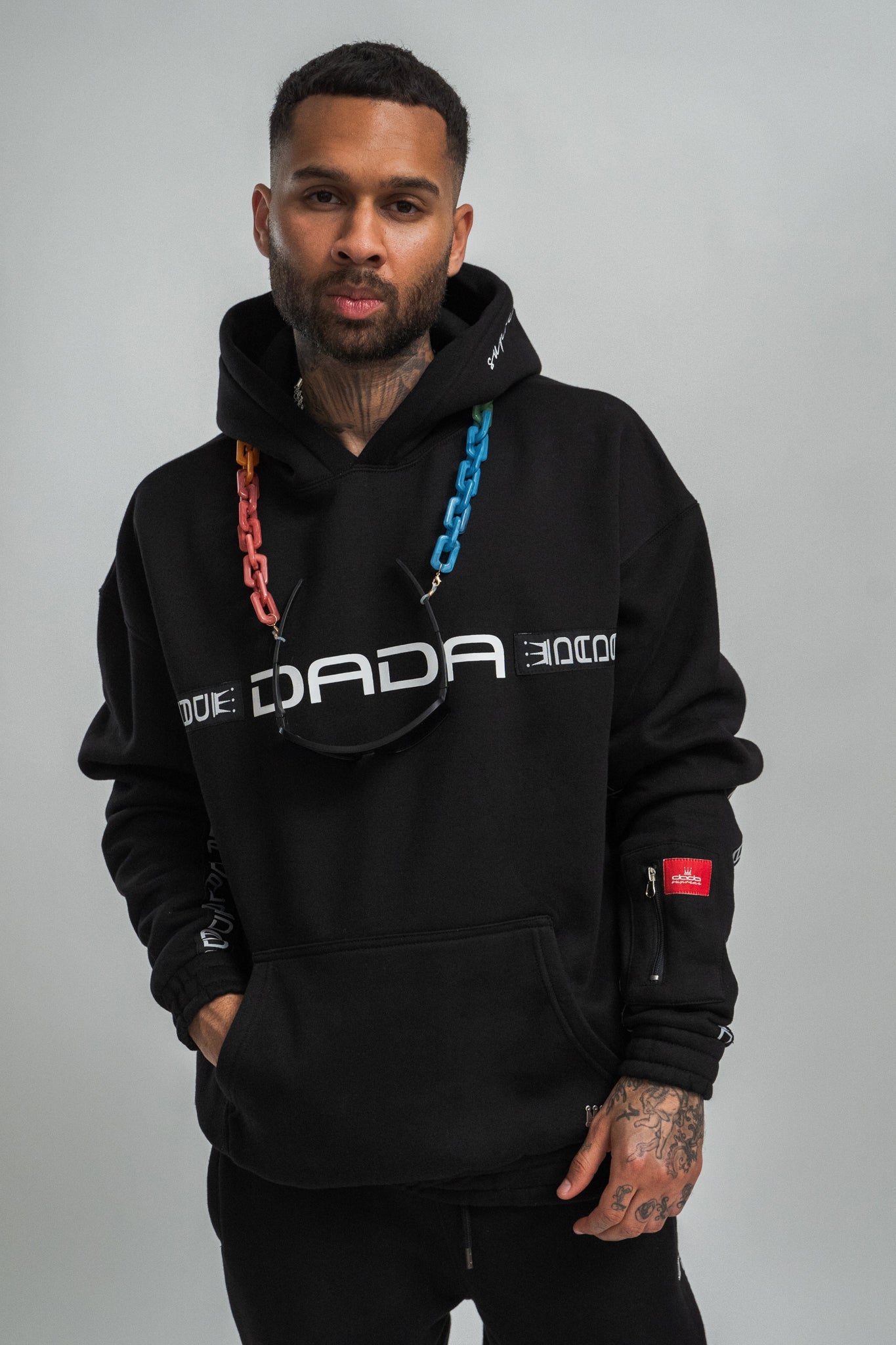 dada supreme taping hoodie black - 12