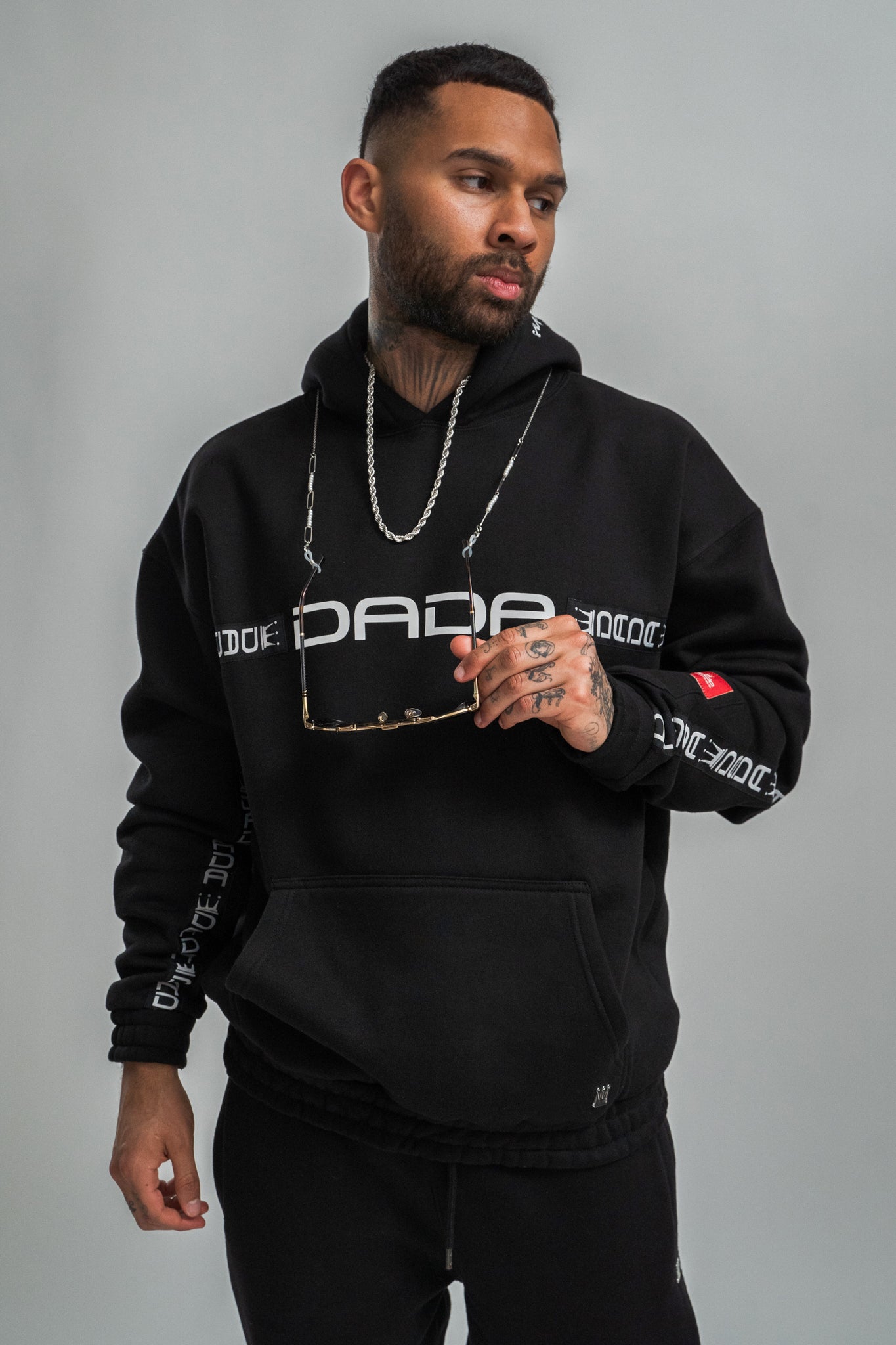 dada supreme taping hoodie black - 3