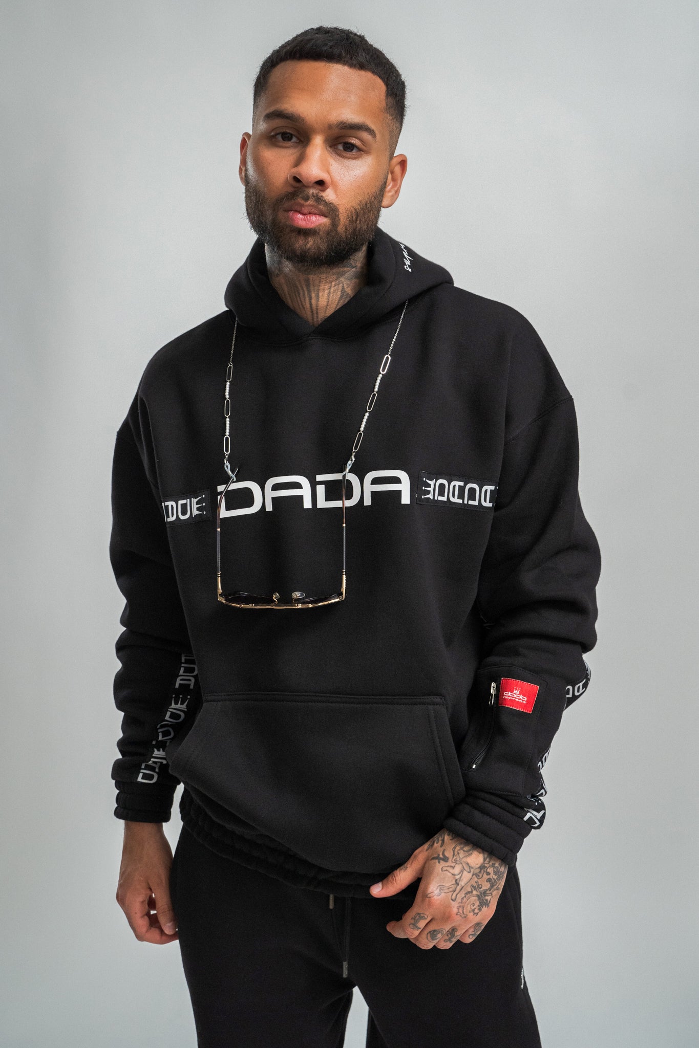 dada supreme taping hoodie black - 5