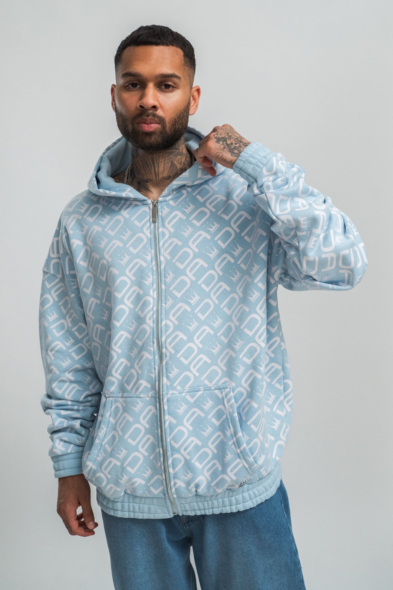 Dada Supreme All Over Zip Hoodie Baby Blue - 1