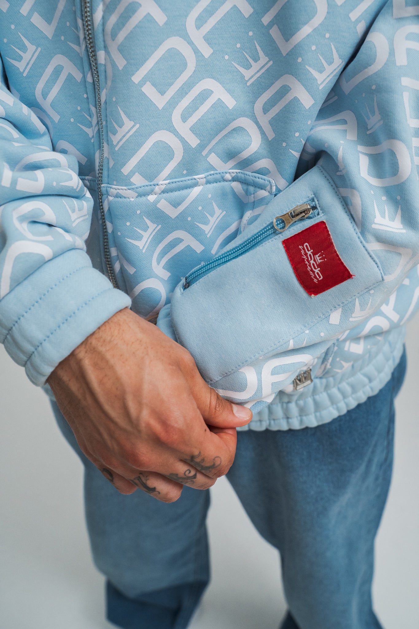 Dada Supreme All Over Zip Hoodie Baby Blue - 5