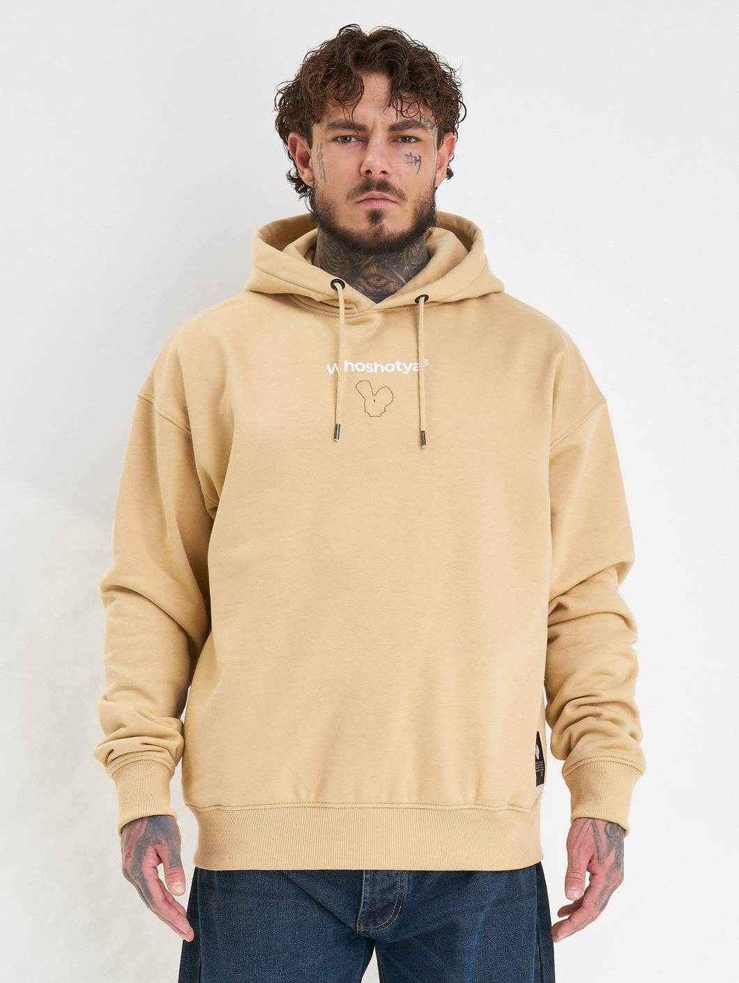 Who Shot Ya? Ethereal Heavy Oversize Hoodie Beige