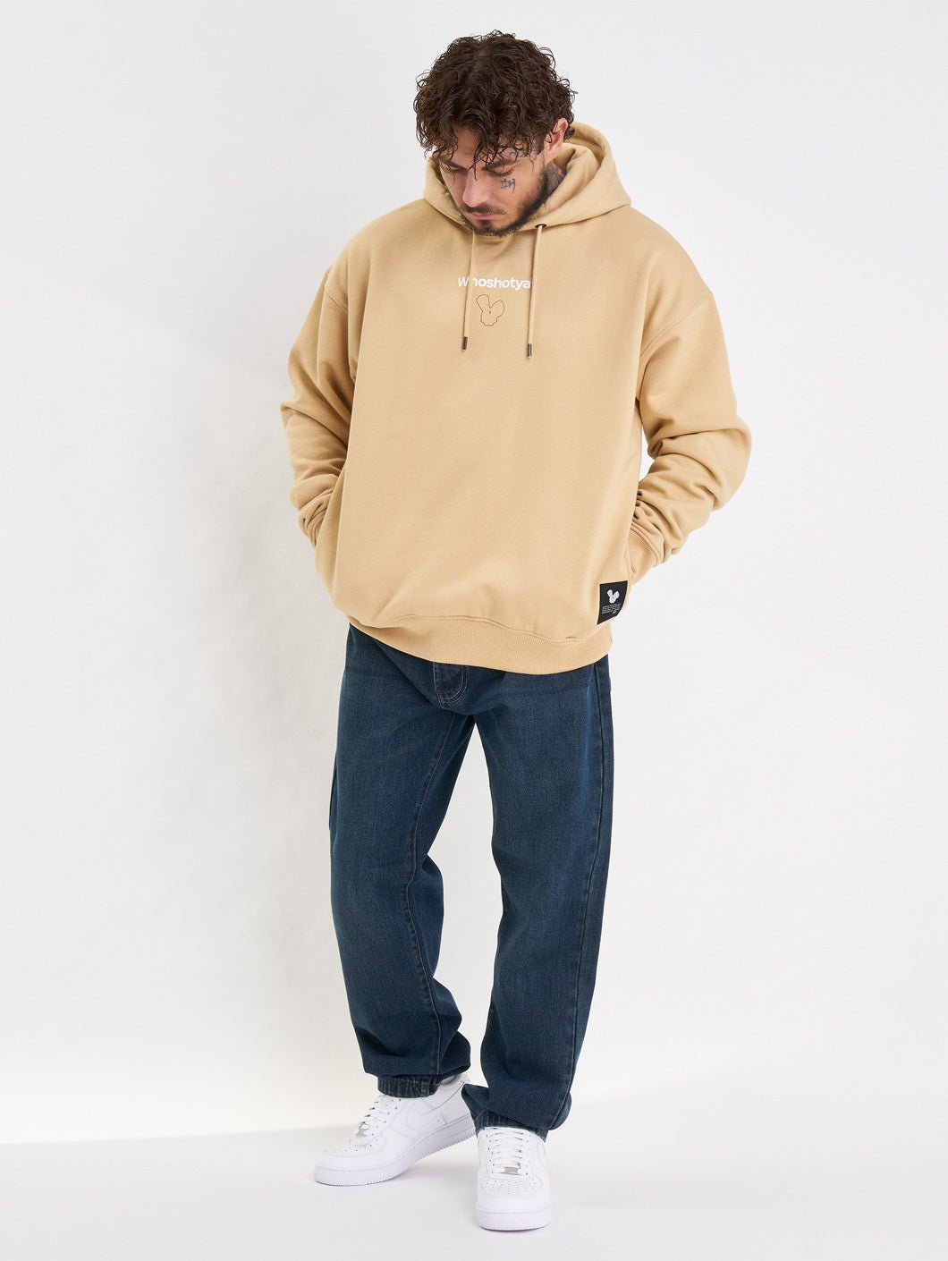 whoshotya ethereal heavy oversize hoodie beige - 1