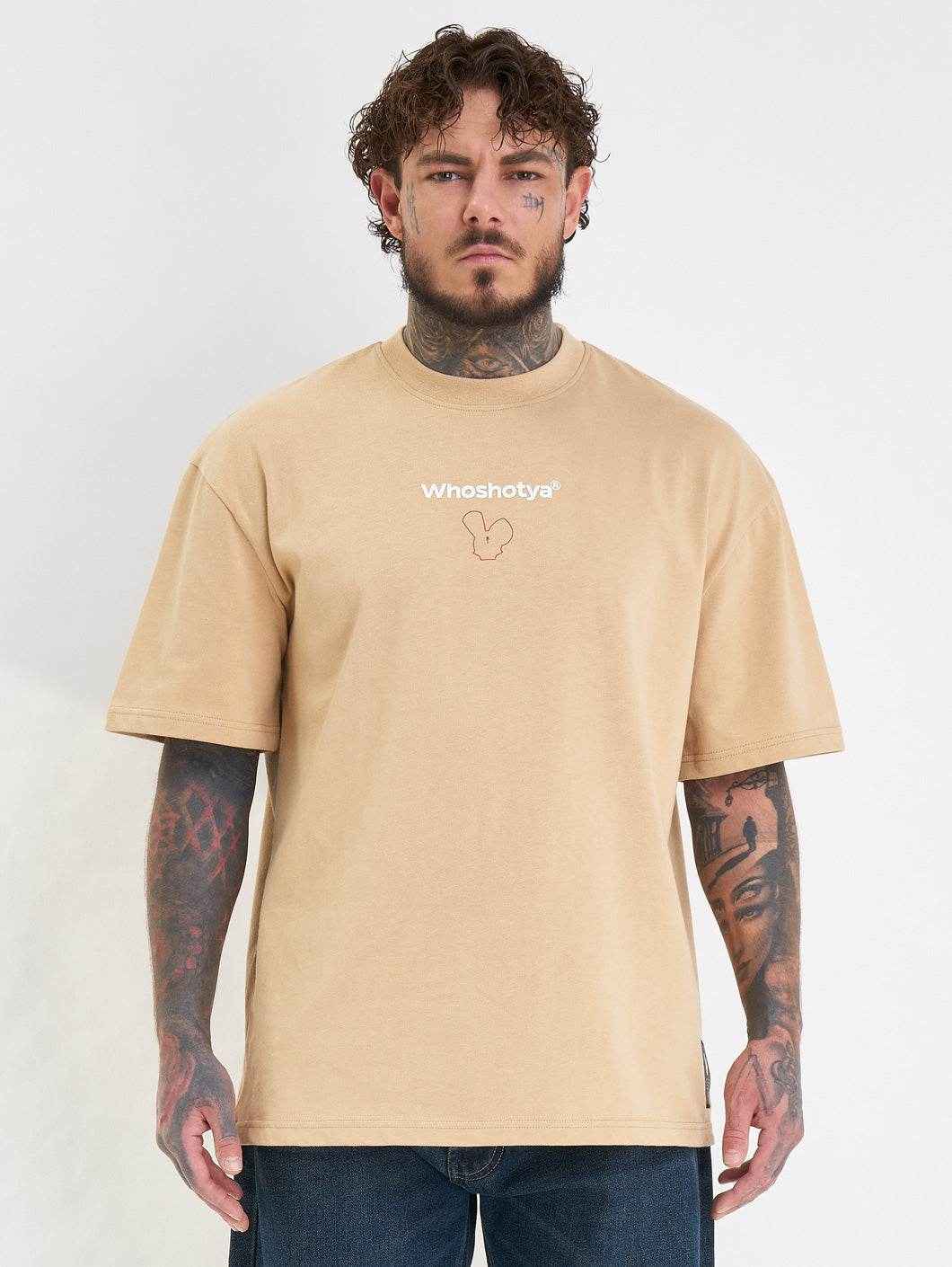 Who Shot Ya? Ethereal Oversize T-Shirt Beige