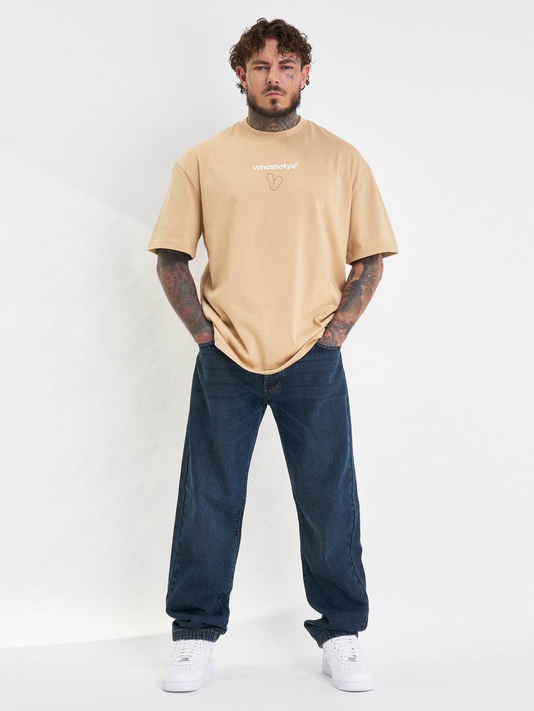 Who Shot Ya? Ethereal Oversize T-Shirt Beige