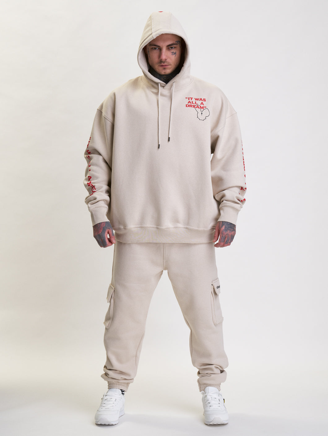 Whoshotya Old Dream Heavy Oversize Hoodie Light Beige - 3